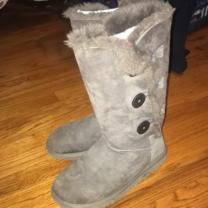Authentic Ugg Tall Gray Bailey Button Boots
